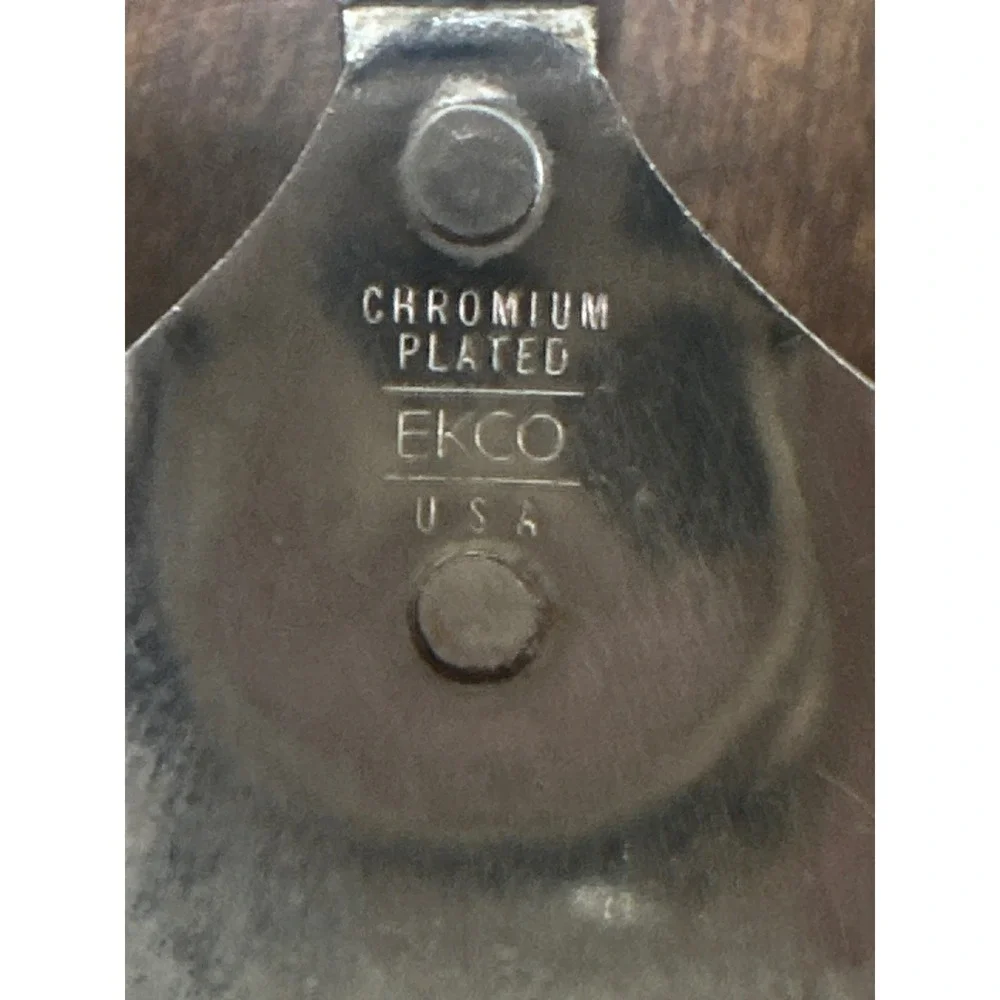 Ekco Serving Spoon Chromium Plated Vintage Kitchen Utensil Green Handle